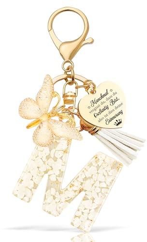 Anruzon Schlüsselanhänger Mädchen Buchstabe - Schlüsselanhänger mit Anfangsbuchstaben Schlüssel Anhänger - Einschulung Geschenk - Keychain Geschenk für Kinder, Mädchen, Frauen