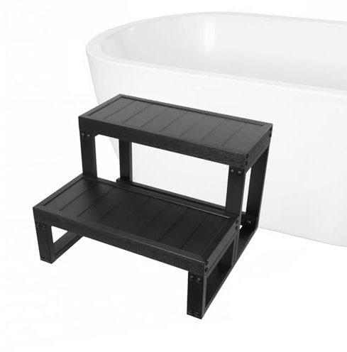 Scalini per vasca idromassaggio, colore nero, universali, spa, scala, scala, 60 x 54 x 42,3 cm, per vasca da bagno, per interni ed esterni, vasche idromassaggio, vasche da bagno e tutte le comuni spa