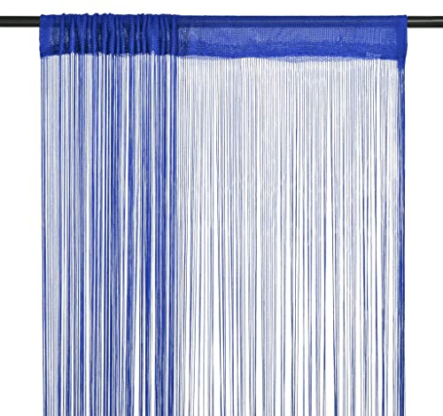 vidaXL 2X Fadenvorhang Vorhang Dekovorhang Raumteiler Türvorhang Fadengardine Gardine Fenstervorhang Fadenvorhänge Vorhänge 100x250cm Blau