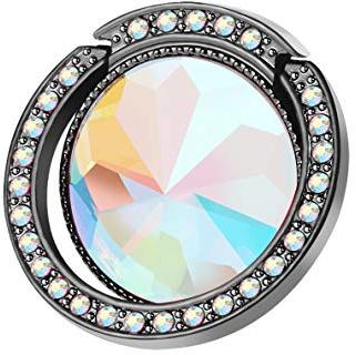 Glitter Bling Bling Phone Ring Holder,Sparkle Phone Ring Artificial Diamond Kickstand,Rhinestone Cell Phone Finger Ring Grip for Girls/Women (Black)