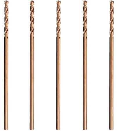 1/8-Inch x 6 HSS Cobalt Extra Long Aircraft Extention Drill Bit with 6 Shank, Spiral Flute, 135 Degree,Split Point, Drilling deep holes in metal and Steel (1/8X6-5PCS)