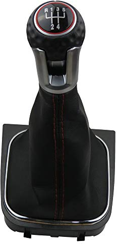 Malcayang Schaltknauf 5 Gang, Schalthebel für Volkswagen VW Golf 5 MK5 GTI GTD R32 2004–2009, Golf 6 MK6 GTI GTD R20 2009–2013, Schaltknauf + Schaltmanschette, Schwarz