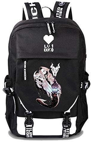 WANHONGYUE Undertale Spiel Cosplay Rucksack Schultasche Laptop Backpack mit USB-Ladeanschluss Schwarz / 8