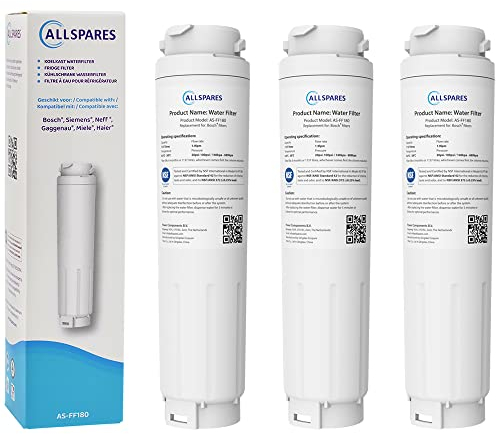 AllSpares Wasserfilter für Kühlschrank geeignet für Bosch Siemens Neff Gaggenau Balay 11034151/11028820 / 11034151 und Haier 49055530 (3 Stück)