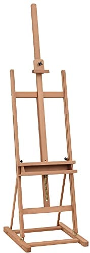 Vinsetto Staffelei Keilrahmen Atelierstaffelei Höhen- und Winkelverstellbar mit Ablagefach Buchenholz Natur 53 x 50,5 x 171-230 cm