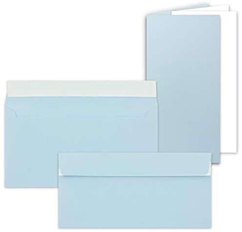 25x Faltkarten SET mit Brief-Umschlägen und Einlege-Blätter - Hellblau (Blau) - DIN Lang - 10,5 x 21 cm - FarbenFroh by GUSTAV NEUSER