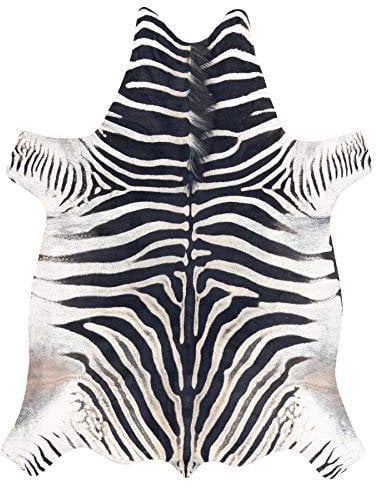 rugsx Teppich künstliches Rindsleder, Zebra, weiß schwarz Leder 155x195 cm