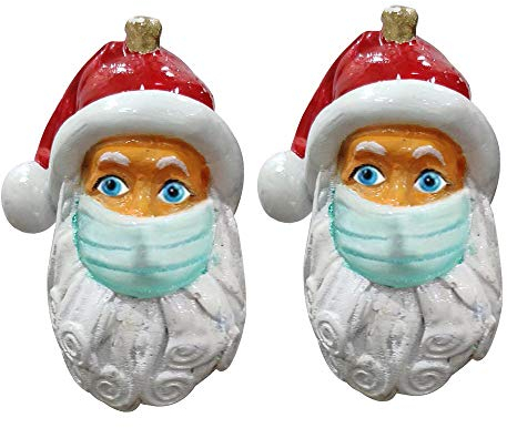AIITLLYNA Weihnachtsmann Anhänger,Weihnachtsschmuck 2020 Weihnachtsmann mit Maske Personalisierte Weihnachtsanhänger Für Weihnachtsbaum Deko (B 2pcs)