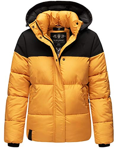 Navahoo Damen Winter Jacke warm gefüttert Stepp Stehkragen B853 [B853-Sarafin-Gelb-Gr.L]