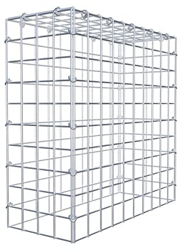 GABIONA Gabione zur Erweiterung (L x H x T cm: 50 × 50 × 20) – Steinkorb aus 4 mm Draht, C-Ring Verschluss mit Gratis-Zange – für Erweiterung in der Höhe, ohne Bodengitter – Gabionenzaun
