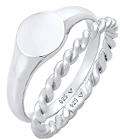 Elli Ring Damen Siegelring Bandring Duo Basic Trend in 925 Sterling Silber