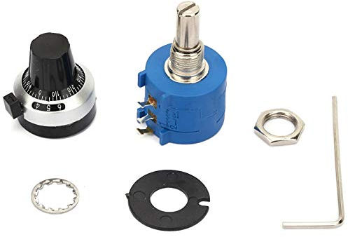 Potentiometer (Zubehör enthalten), 3590S-2-501L 2W Drahtgewickelt 500ohm Einstellen des variablen Widerstandsknopfes Drehen des Potentiometer-Kits