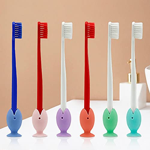 6 Supports Brosse à Dents en Silicone avec Ventouse - pour la Maison, Les Voyages, Le Travail ou Le Camping