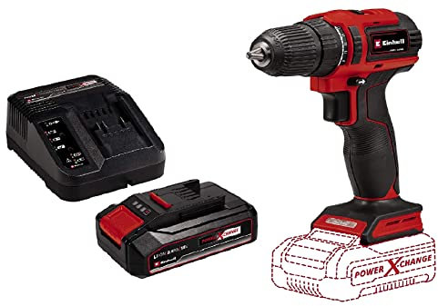 Einhell Taladro atornillador a batería - TE-CD 18/40 Li BL Power X-Change, Iones de Li tio, 18 V, 40 Nm, motor sin escobillas, electrónica de velocidad, 1 batería de 2.5Ah y cargador individual