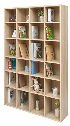 Iris Ohyama, Bücherregal, Aufbewahrungsmöbel, 24 Einlegeböden, Fest & stabil, Vertikale oder horizontale Anordnung, Büro, Wohnzimmer, Schlafzimmer - Book Shelf BKS-1812 - Hellbraun
