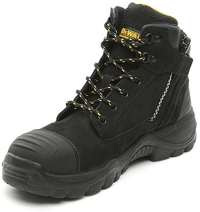 DEWALT Men's Akron Side Zip Steel Toe Safety Boot, Black, UK8 (EU42)