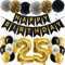 Feelairy Ballons 25. Geburtstag Deko Männer Frauen, Schwarz Gold Geburtstagsdeko 25 Jahre Mann Frau, Happy Birthday Deko Konfetti Luftballons Deko 25 Geburtstag Mann 25 Geburtstag Deko Frauen