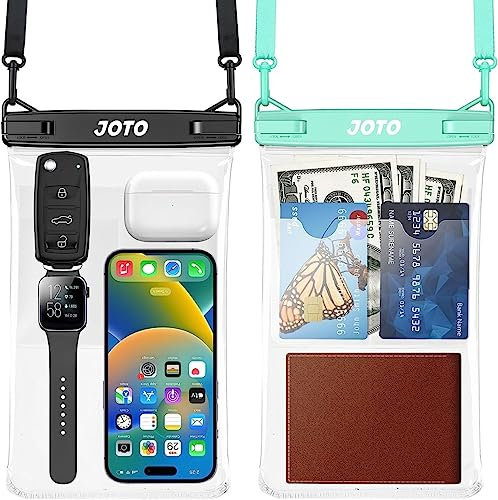 JOTO 2 Stück Groß Wasserdicht Handytasche Handyhülle, Waterproof Phone Case Unterwasser Hülle mit Lanyard für Bargeld Kreditkarte Uhr Geld Münzen Brieftasche -Schwarz/Grün