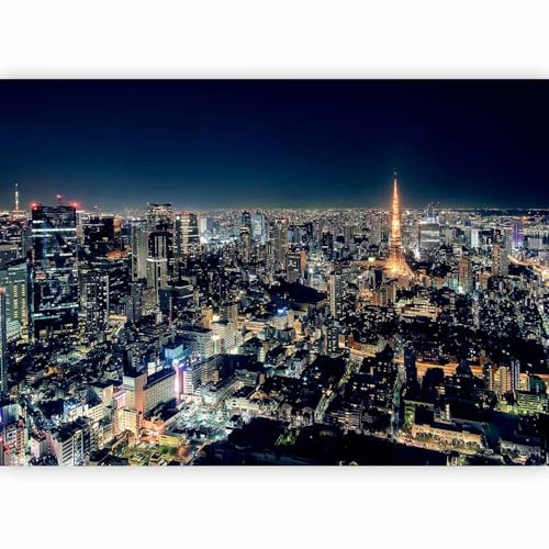 murando Fotomurales Tokio de Noche 350x256 cm XXL Papel pintado tejido no tejido coración Pared corativos Murales morna Diseno Fotográfico Ciudad Panorama Rascacielos d-B-10006-a-a