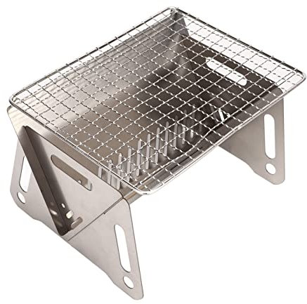 Hosi Klappbarer Holzkohle-BBQ-Grill, Edelstahl, Breite Anwendbarkeit, Klappbarer BBQ-Grill für Camping