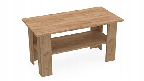 Couchtisch Eiche Craft Golden - Wohnzimmercouchtisch für Kaffee Bücher und Dekorationen - Praktischer Wohnzimmertisch - Tisch Wohnzimmer - Stabile und Moderner Wohnzimmer Tisch - Couchtische