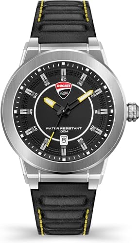 Ducati Herren Quarz Armbanduhr aus Edelstahl mit Leder Band - Campione - DTWGB2019301