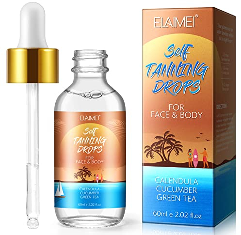 Selbstbräunungstropfen für das Gesicht, Selbstbräunungstropfen als Zusatz zu Feuchtigkeitscreme und Lotion, Selbstbräunungstropfen für das Gesicht für natürlichen Glanz, sonnenlose, bronzierende