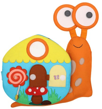 Jolly Designs – Travel Buddy Schnecke – Montessori Spielzeug ab 18 Monaten – Motorik & Sensorik fördern – Handgefertigtes Filzbuch – Lernspielzeug für Kleinkinder – Busy Book für Zuhause & unterwegs