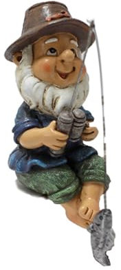 Kuuleyn 1Pcs Garden Statues Outdoor, Gnome,Fisherman ornament, Bright Colors Lifelike Details Durable Resin Widely Used Fisherman Statue for Garden Home Backyard Bookshelves Mantels TV Cabinets