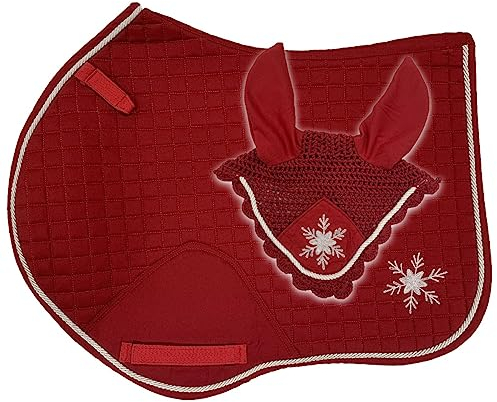 Horses Set Schabracke + Mütze Christmas Rot Full, Stil und Komfort für Ihr Pferd von Tosoni Sattlerei