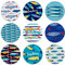 ROCKING GIFTS Set de x9 Posavasos Redondo Cerámica Peces Azules, Salvamantel Decorativo Decoración Náutica para Casa de Playa, Accesorio para Cocina, para Vasos, Vino, Cerveza, Café y Té, 11 cm