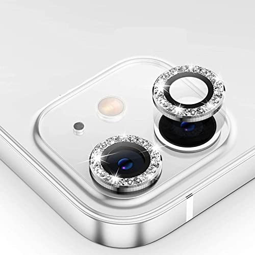 EKAM Camera Lens Protector for iPhone 13 Mini 5.4-Inch and iPhone 13 6.1-Inch 9H Tempered Glass Aluminum Alloy Metal Individual Ring Cover HD Clear Bubble Free Protection (Silver)