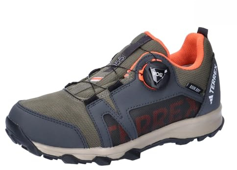 Adidas Unisex Kinder Terrex Agravic BOA RAIN.RDY Trail Running Shoes, Olive strata/orange/Wonder beige, 30 EU