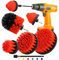 Drill Brush Attachment Set, 5pcs 1/4in Power Scrubber With 1pcs Extend Long Attachment for Cleaning Showers, Tubs, Bathroom, Tile, Grout, Carpet (5 Brushes Red)