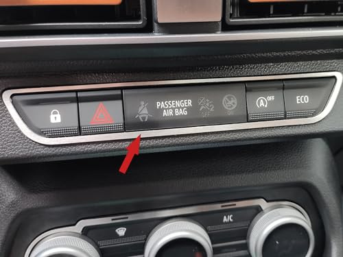 Stahl Abdeckung für 2021+ Sandero/Sandero STEPWAY/Jogger | 4 Tasten | 1 Stück Edelstahl Nummernschild Rahmen Gebürstetes Metall Innendekoration Tuning Zubehör