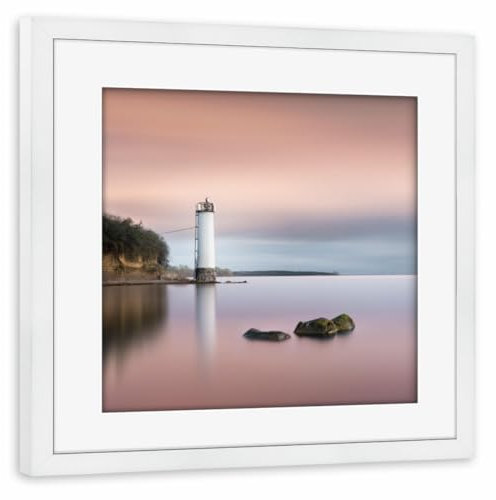 artboxONE Poster mit Rahmen weiß 40x40 cm Maltzien Lighthouse von Ronny Behnert - gerahmtes Poster