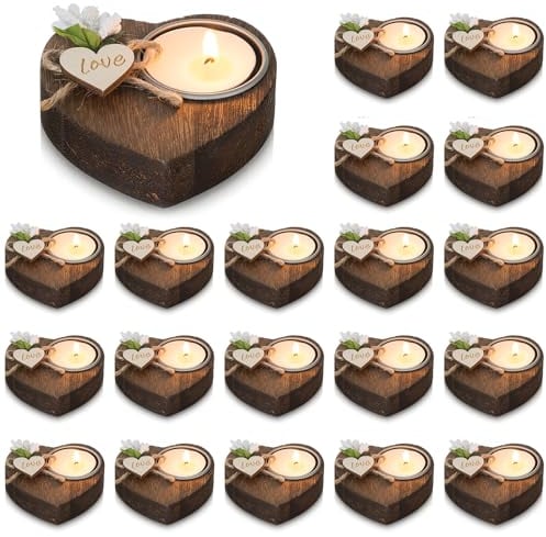 NUPTIO Portacandele In Legno 20 Pezzi Bomboniere di Nozze Gli Ospiti Regalo Ritorno Della Doccia Nuziale In Serie Portacandele Tealight Bomboniera Per La Doccia Del Bambino Personalizzato Battesimo