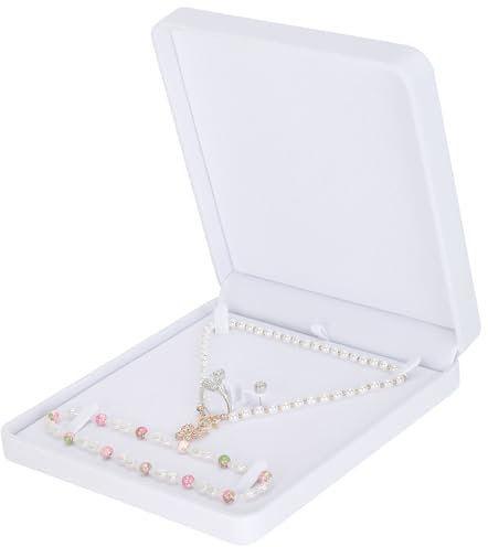 LETURE Samt-Schmuck-Set, Samt-Geschenkbox für Armband, Halskette, Ohrringe, Ring (weiß)