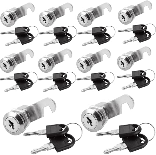 GBACHOOSE 10 Pièces Serrure Boite aux Lettres 16mm, Barillet Boite aux Lettres, Serrure Boite aux Lettres Ptt Agréé, Serrure Meuble avec 2 Plaques de Serrure Différentes et 2 Clés