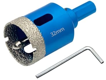 Teronbeta Punte per Trapano Diamantate 32 mm con Punte Guida di Centraggio, professionale Vacuum Brasato Sega a Tazza Diamantata per piastrelle, porcellana, vetro, marmo e ceramica