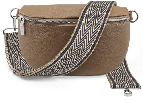 Artvall - Umhängetasche Echtleder Tasche Handtasche Leder Bauchtasche Klein mit Schultergurt Design Taschenband abnehmbar verstellbares Riemen Crossbody Bag Echt Ledertasche Damen mit Reißverschluss