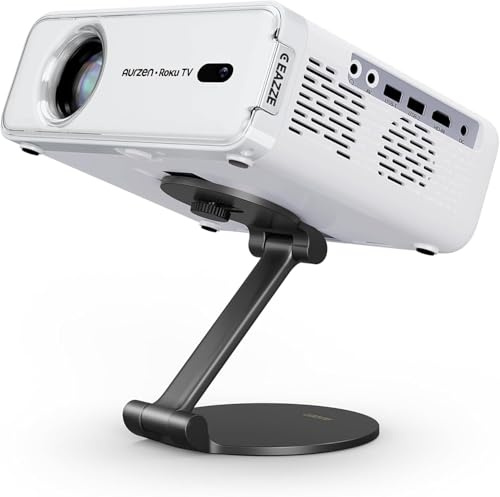 [Netflix Officially & Dolby Audio] Aurzen Eazze D1 4K Supported Smart Projector + Portable 180° Rotating Stand with Auto Focus & Auto Keystone, HDR10, WiFi & Bluetooth, White