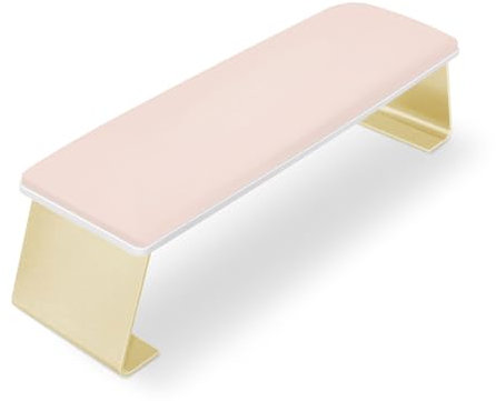 Arm Rest for Nails,Cleanable Leather Nail Tech Arm Rest Cushion,Soft Nail Hand Rest Stand Holder for Manicure Salon Technician Home DIY Nails,Anti-slip Gold Legs (Pink B)