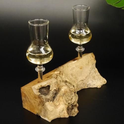 GTK - Geweihe & Trophäen KRUMHOLZ Schnapsanbieter 2 Gläser mit Stiel auf Wurzel Steckglas Set Schnaps Geschenk Neu 27.60.1.47