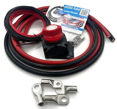 eXODA Kabel Set 70mm2 50cm 2X M8 2X M10 + Trennschalter + 10m FLRY-B 1,5mm2 Fahrzeugleitung