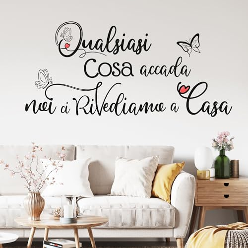 STICKER DESIGN Scritte adesive per pareti con Frasi d’Amore, Adesivi Murali con cuoricini e farfalle, Adesivo muro decorativo con Frase Adesiva per Decorazioni Pareti, Salone, Cucina e Camera