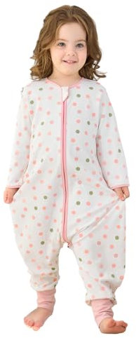Baby Sleeping Bag with Legs Long Sleeve 100% Cotton Wearable Blankets 0.5 TOG Baby Sleep Sack Toddler Infant Unisex Baby Sleeping Bag for Boys and Girls 12-18 Months (Dots)