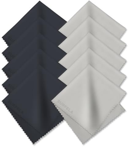Surfela 10 Pièces Lingettes Lunettes, Microfibre Lunette 20×20 cm, Chiffon Lunettes de Vue Sans Trace pour Lunette, Caméras, Téléphones, Ordinateurs Portables et Autres Écrans Électroniques