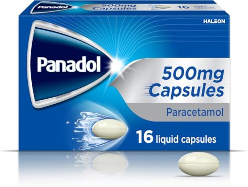 Panadol 500mg Paracetamol Liquid Capsules 16s, For Pain Relief | Paracetamol 500 mg liquid capsules, headache and migraine relief, back pain, cold and flu, period pain, fast absorption