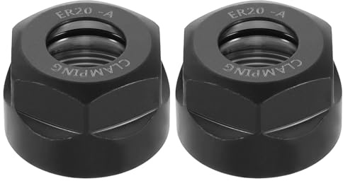 sourcing map 2pcs Clamping ER20A(M25) Collet Clamping Nuts for CNC Milling Chuck Holder Lathe